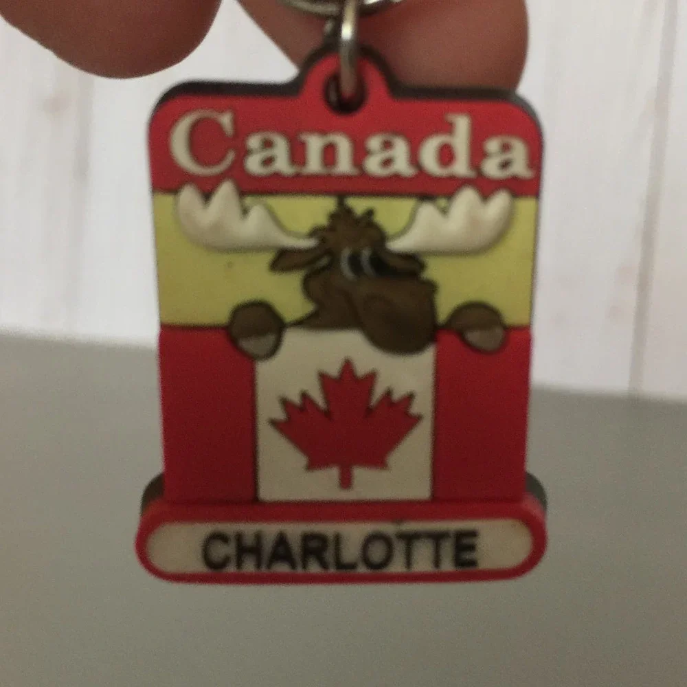 Canada Moose and Maple Leaf Flag Keychain Key Ring